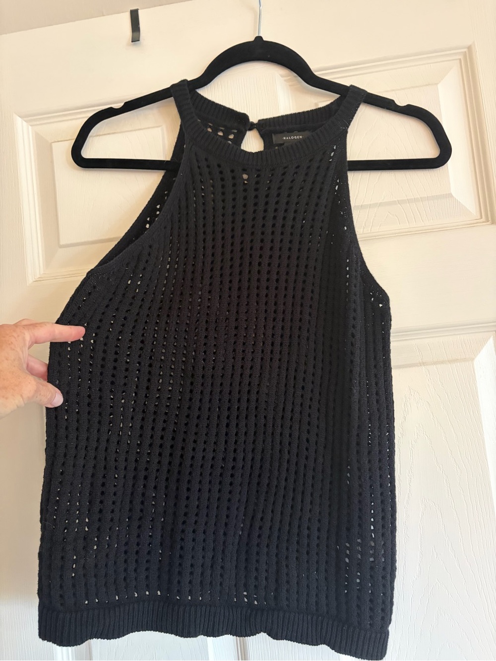 Halogen Black Open-Knit Racerback Tank